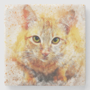 Porta-copo De Pedra Impressão de gato pintado