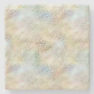 Porta-copo De Pedra Impressão do Leopardo Verde Dourado Azul Teal