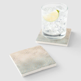 Porta-copo De Pedra Impressão Dourada de Leopardo Azul-Blush