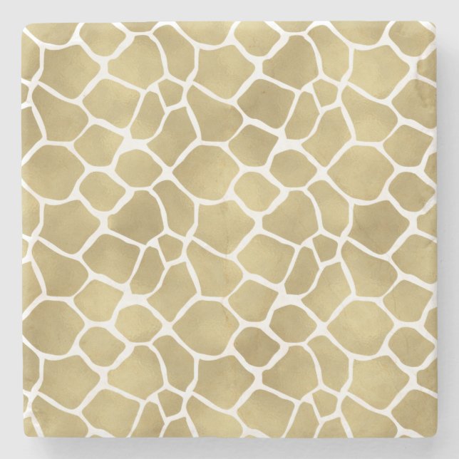 Porta-copo De Pedra Impressão Dourado do girafa (Frente)