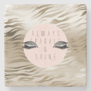 Porta-copo De Pedra Impressão Zebra Dourada Leve Prateada Olhos Espelh