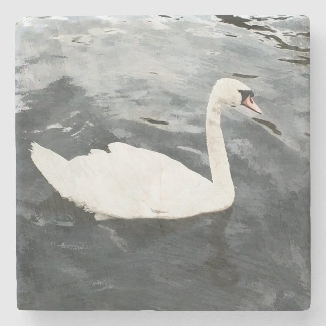 Porta-copo De Pedra Impressionista Swan (Frente)