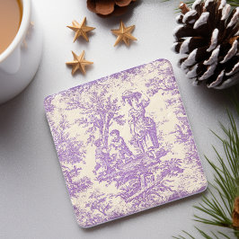 Porta-copo De Pedra Imprimido de Tóile de jouy roxa-Vintage