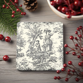 Porta-copo De Pedra Imprimido o toile de jouy, branco,