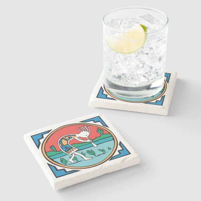 Porta-copo De Pedra Indiano Kokopelli do nativo americano (Lateral)