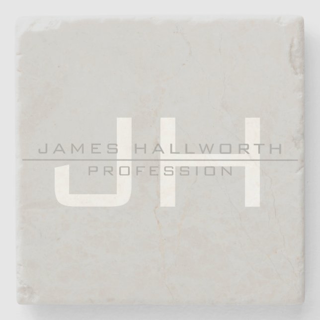 Porta-copo De Pedra Iniciais Modernos (ou outro texto) em Monogramas (Frente)