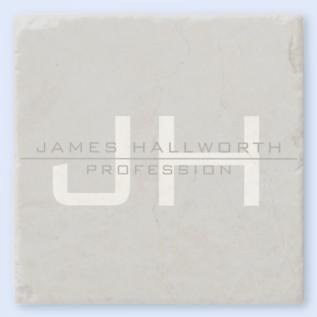 Porta-copo De Pedra Iniciais Modernos (ou outro texto) em Monogramas (Criador carregado)