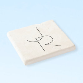 Porta-copo De Pedra Iniciais Sobrepostos Modernos 2 | Preto em branco