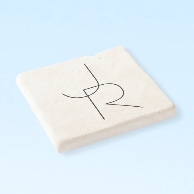 Porta-copo De Pedra Iniciais Sobrepostos Modernos 2 | Preto em branco (Criador carregado)