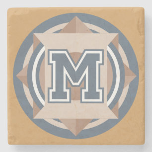 Porta-copo De Pedra Inicial do monograma "M"