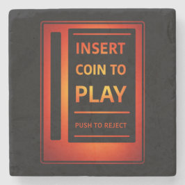 Porta-copo De Pedra Insira Moeda para Jogar Retro Arcade Stone Coaster