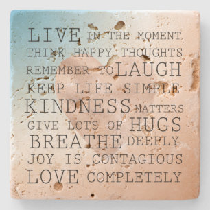 Porta-copo De Pedra Inspiração cita Coração Azul Esbranquiçado  