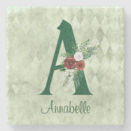 Porta-copo De Pedra Inverno Floral Ilustrado A Personalizado