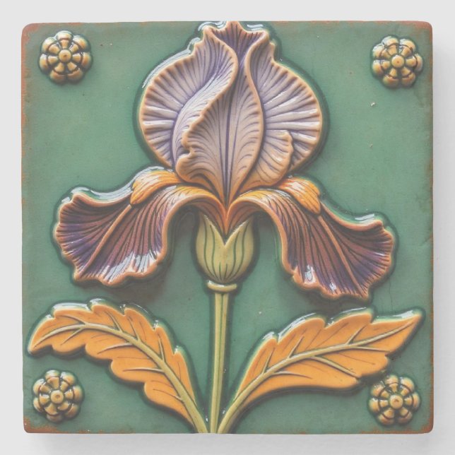 Porta-copo De Pedra Íris púrpura e laranja (Frente)