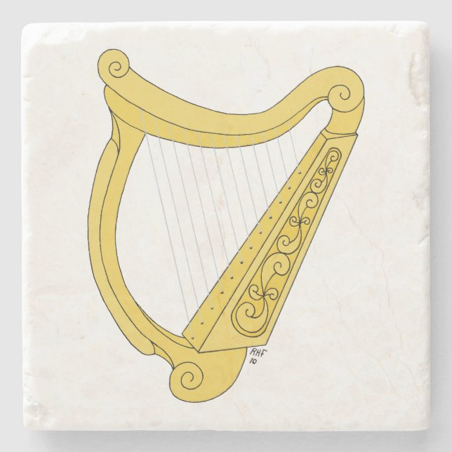 Porta-copo De Pedra Irish Harp (Frente)
