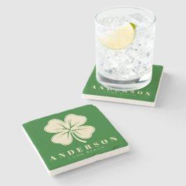 Porta-copo De Pedra Irish Lucky Four Folheto com Nome Verde
