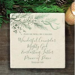 Porta-copo De Pedra Isaiah 9:6 Presente de Natal de Pinho Moderno dese