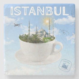 Porta-copo De Pedra Istambul em Teacup - Skyline - Presente Turco