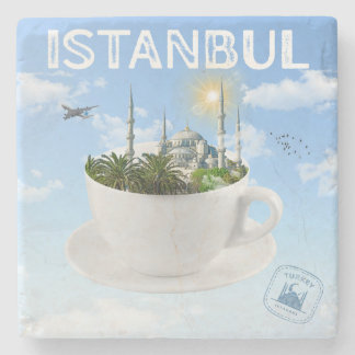 Porta-copo De Pedra Istambul em Teacup - Skyline - Presente Turco