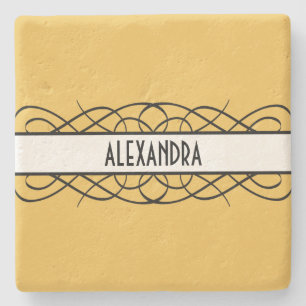 Porta-copo De Pedra Ivory Deco Flourish Stone Porta copos