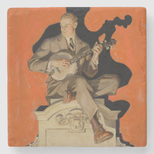 Porta-copo De Pedra J.C. Leyendecker Tocador de Banjo 1920 Arte Deco A
