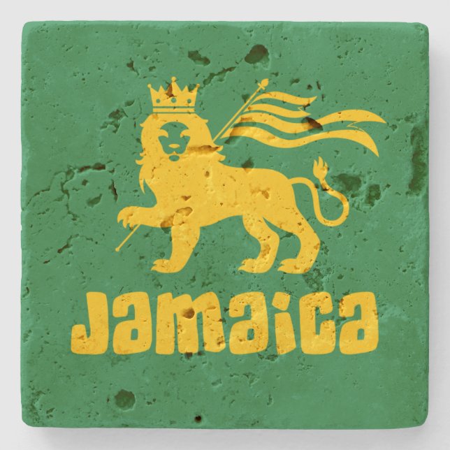 Porta-copo De Pedra Jamaica Rasta Lion   (Frente)