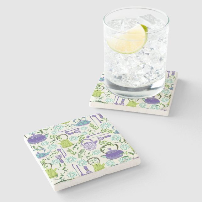 Porta-copo De Pedra Japanese Green Teapot Design (Lateral)