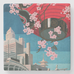 Porta-copo De Pedra Japão Tóquio Vintage Cartaz de Viagem Japonês