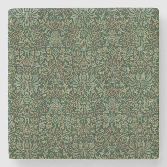 Porta-copo De Pedra Jardim de Flores William Morris -Verdes (Frente)