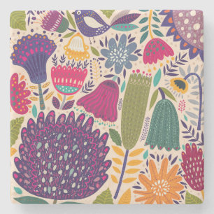 Porta-copo De Pedra Jardim tropical: coleção de padrões de primavera.