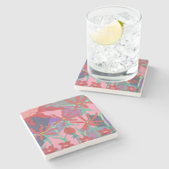 Porta-copo De Pedra Jardins de Verão à Noite (Lateral)