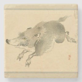 Porta-copo De Pedra Javali (Arte Japonesa) (por Kono Bairei)