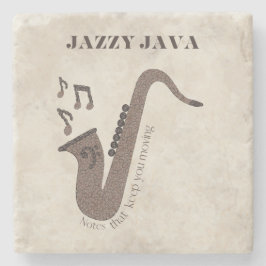 Porta-copo De Pedra Jazzy Java-Grãos de Café-Saxofone-