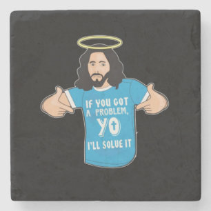 Porta-copo De Pedra Jesus Camisa Cristã Engraçado Meme Eu Resolverei