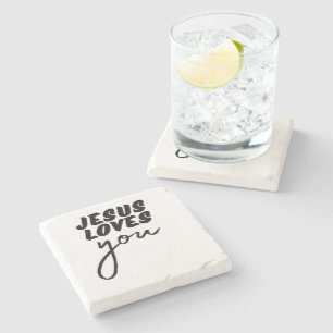 Porta-copo De Pedra 'Jesus Te Ama' Minimalista Encorajamento Cristão