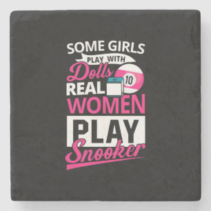 Porta-copo De Pedra Jogador de Bilhar Mulher Real Joga Snooker