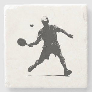 Porta-copo De Pedra Jogador de Pickleball Silhout Design