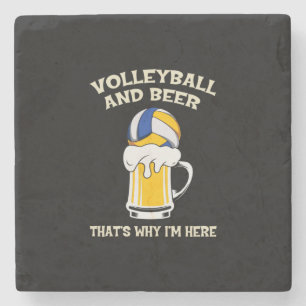 Porta-copo De Pedra Jogador de Voleibol Voleibol E Cerveja