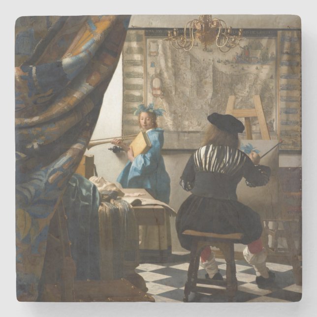 Porta-copo De Pedra Johannes Vermeer - A Alegoria da Pintura (Frente)