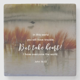 Porta-copo De Pedra John 16:33 Eu tenho a Bíblia Verse Christian