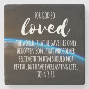 Porta-copo De Pedra John 3:16 Bíblia Verse Christian