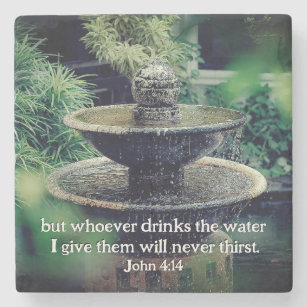 Porta-copo De Pedra John 4:14 Quem bebe a água que dou Bíblia