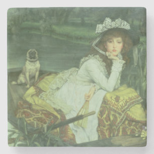 Porta-copo De Pedra Jovem mulher de James Tissot em um barco, ou