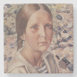 Porta-copo De Pedra Jovens mulheres em uma praia russa