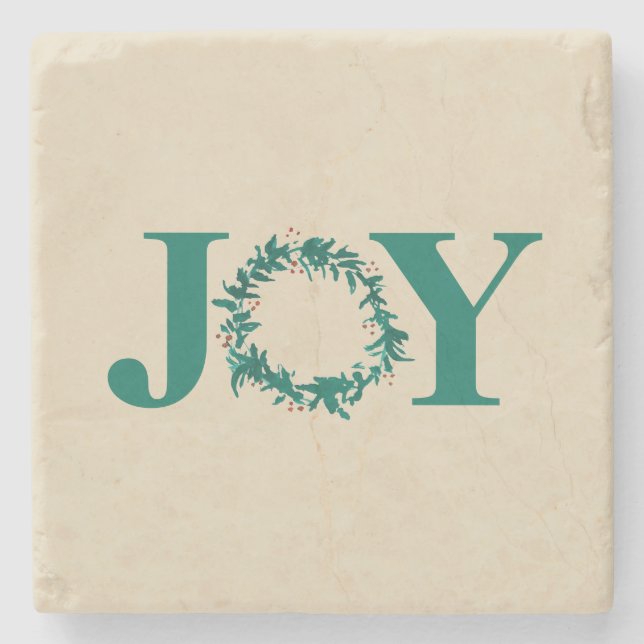 Porta-copo De Pedra Joy Christmas Wreath com Berries (Frente)