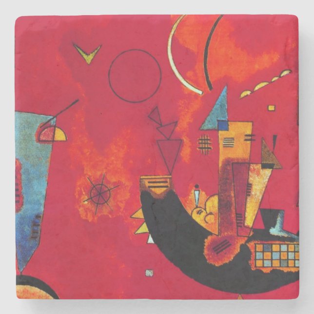 Porta-copo De Pedra Kandinsky Mit und Gegen Red Abstrato (Frente)