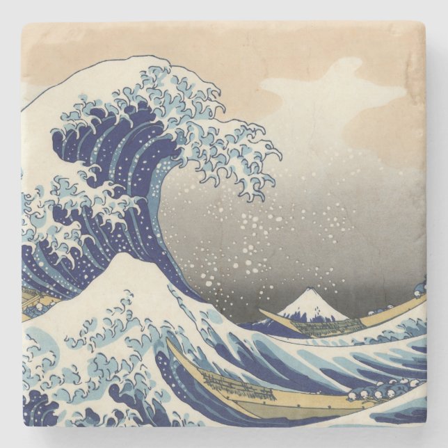 Porta-copo De Pedra KATSUSHIKA HOKUSAI - A grande onda fora de (Frente)