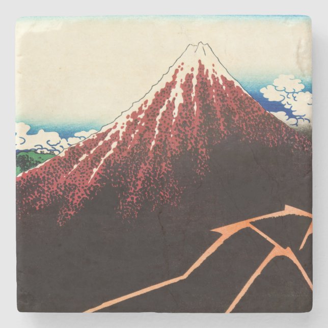 Porta-copo De Pedra Katsushika Hokusai - Relâmpagos abaixo do cume (Frente)