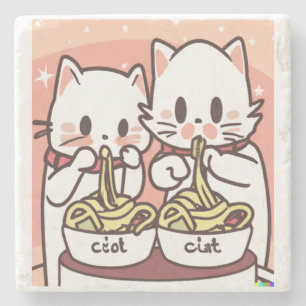 Porta-copo De Pedra Kawaii Cat Pho Soup Noodle Asiático Comida Dom
