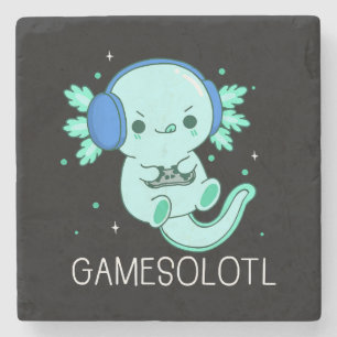 Porta-copo De Pedra Kawaii Gamesolotl Axolotl Gamer